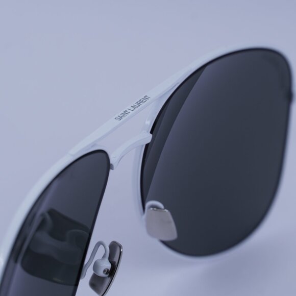Saint Laurent CLASSIC11 038 Sunglasses White Aviator Frame, Grey Lenses - Picture 8 of 10